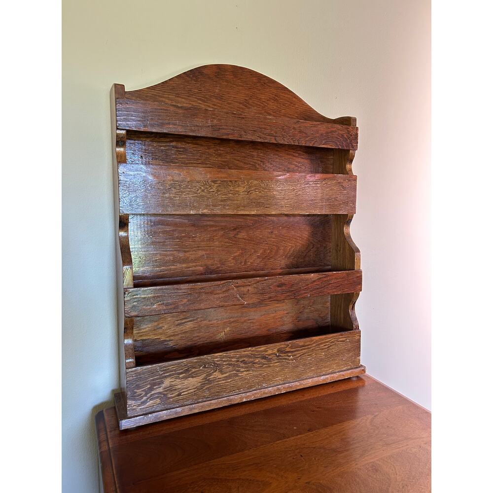 Vintage Wooden Wall Shelf Plate Rack | Rustic Wall Mounted Display Shelf - Picture 2 of 16